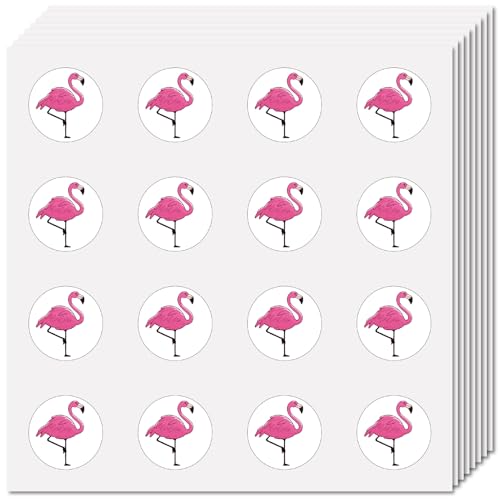 CREATCABIN 128 pieza de Pegatinas de Flamencos para Álbumes de Recortes, Calcomanía Pequeña de Flamenco Rosa, Pegatina Redonda Autoadhesiva Impermeable para Botellas de Agua, Manualidades, Computadora