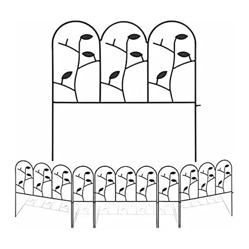 Gartenzaun, Metallplatten, dekorativer Gartenzaun, rostfrei, Eisen, Tierbarriere, Metallzaun, Randabschnitt, Außenbereich, Terrasse, faltbarer Landschaft, Blumenständer, schwarz, 5 Stück/111