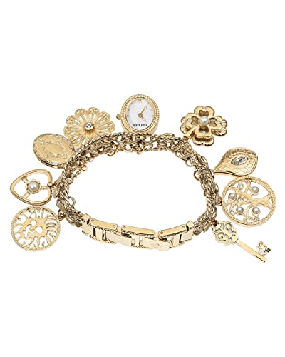 Anne Klein Women's Premium Crystal Accented Charm Bracelet Watch3