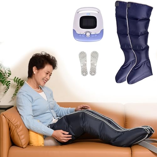 Equipo Profesional de Presoterapia con Calefacción - Botas para Piernas y Abdomen, 5 Cavidades de Compresión, Tratamiento Lipedema y Recuperación Muscular (Blue, 2 Piernas)