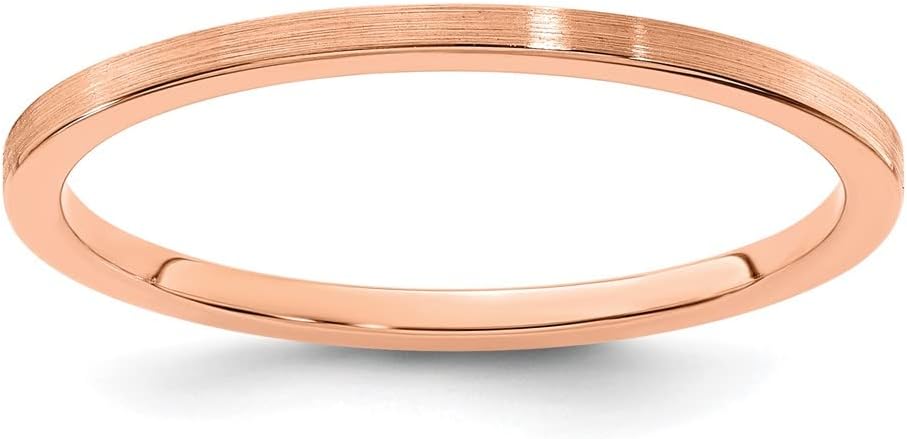 Real 10K Rose Gold 1.2mm Flat Stackable Brushed Matte Finish Band Thin Wedding Anniversary Ring Size 9