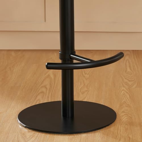 Butacos ajustables CHITA, set de 3, con giro de 360° y base metálica para barra, isla de cocina o comedor, asiento en cuero sintético marrón silla y estructura negra miniatura 6