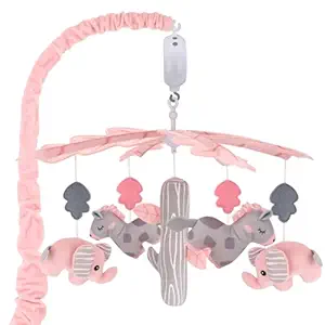Upgraded Blublu Park Musical Crib Mobile for Girls, Baby Mobile with Hanging Rotating Toys Woodland Nursery Decor for Newborn Baby Boys Girls, Digital Music Box with 3 Modes, 12 Lullabies (Pink)