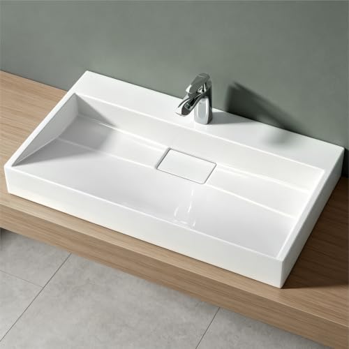 Mai & Mai Lavabo da Appoggio in Minerale Fuso 80x46x11cm...