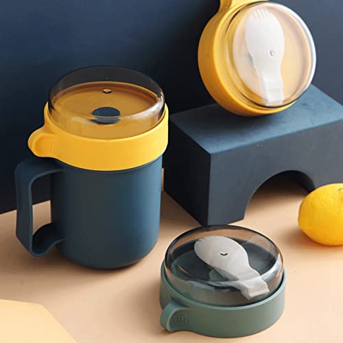 Copo de Sopa Portátil Com Tampa, Colher, Material Resistente Ao Calor para Escola, Uso Em Escritório