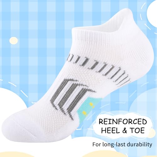 Comfoex 10 pares de meias atléticas de cano curto acolchoadas de algodão para corrida para meninas 4