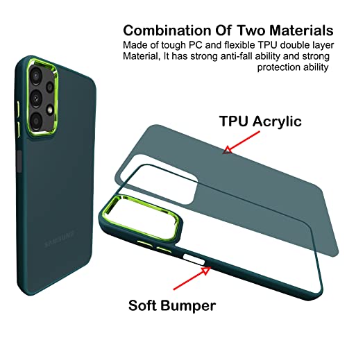 Image of A rtistque Frosted Translucent Back Cover Case for Samsung Galaxy A23 4G / A23 5G | Electroplated Chrome Ring | Raised Camera Edges for Protection | Smooth Sides TPU - Green