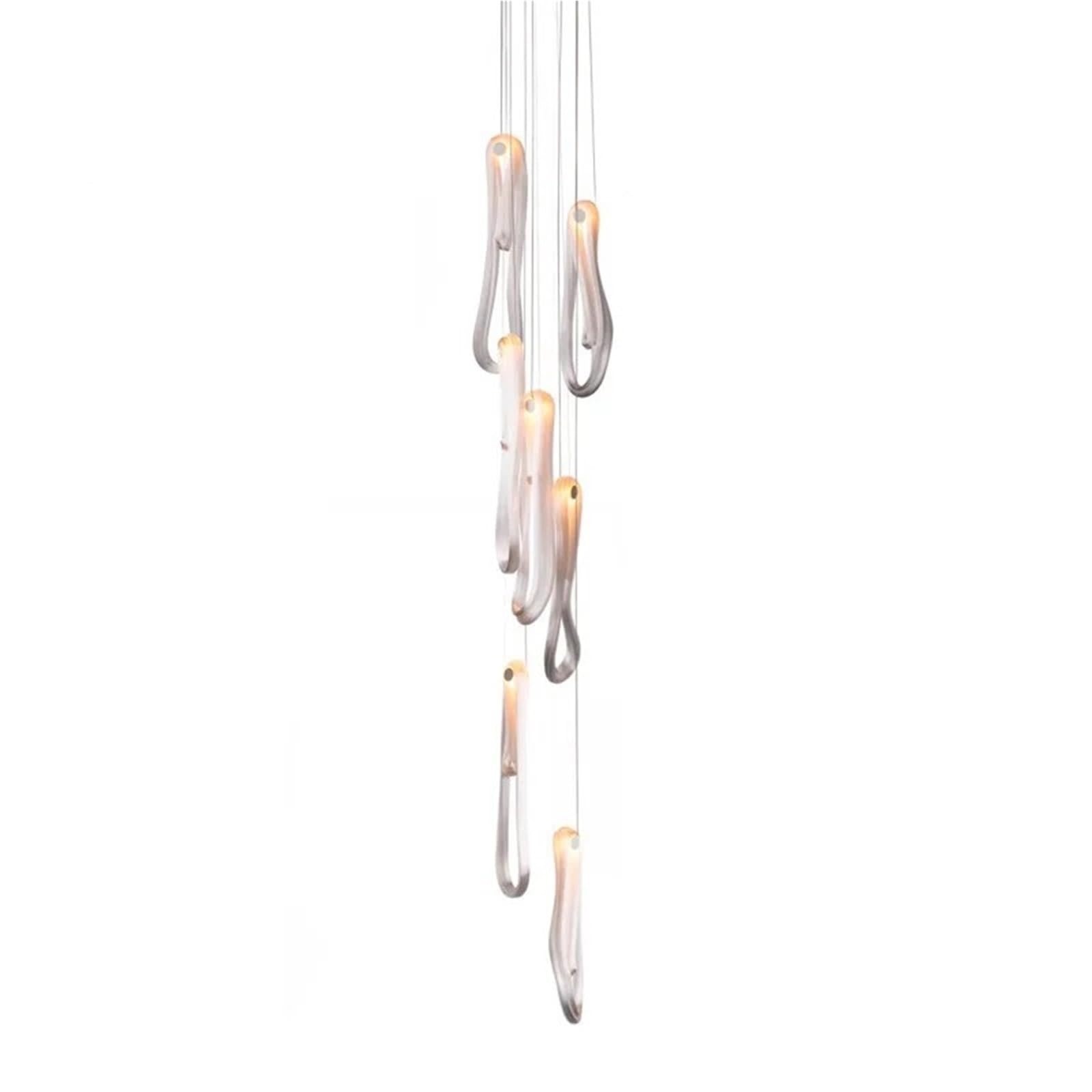 WAQIDCXBOA Nordic LED Glass Ceiling Chandelier Ribbon Lampshade Suitable for Living Rooms and Stairwells Metallic Dimmable