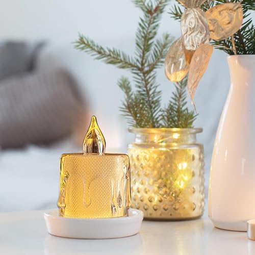 Velas LED intermitentes de cristal pack de 24 lámparas pequeñas de mesa 4