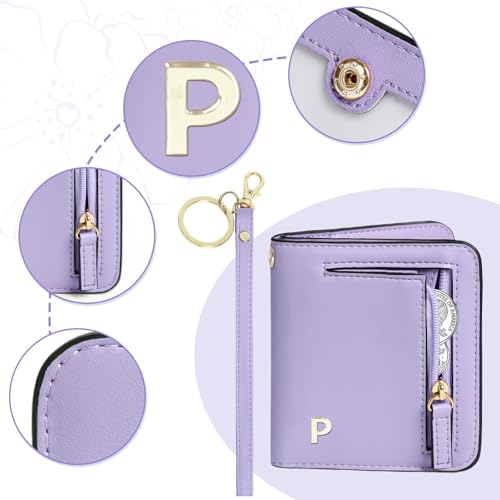 Image of COSHAYSOO Initial RFID Wallet Small Purple for Teen Girls Personalized Valentines Day Birthday Gifts, 10 11 12 13 14 15 16 17 18 Year Old College Teenage Girls Wallets Fashion Monogrammed Letter P
