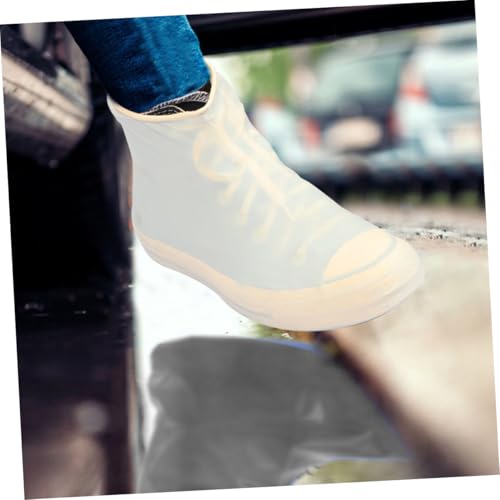 2 pares de fundas para zapatos de silicona reutilizables para hombre y mujer, diseño antideslizante para actividades al aire libre en clima lluvioso, botas de lluvia ligeras y portátiles miniatura 4