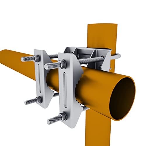 Pole Clamp Double U-Bolt Pipe Clamp Fixed Stainless Steel Antenna V Jaw Bracket For Tv Cb Ham Antenna Double Antenna Mast Mount Bracket, Starlink Mounting Kit, Pack Of 2 #TOP4