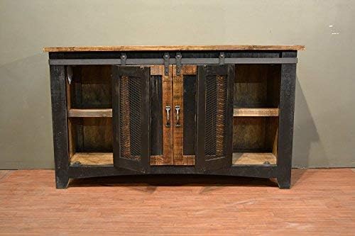 Crafters and Weavers Greenview Black 70" TV Stand/Sideboard/Console Table with Sliding Doors