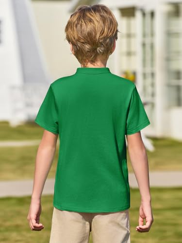 Haloumoning Boys Short Sleeve Henley Shirt Kids Casual Button Front Summer T-Shirts Tops Tees 5-14 Years