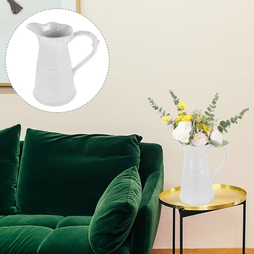 Vase pichet en céramique blanche vintage pour fleurs séchées - 5