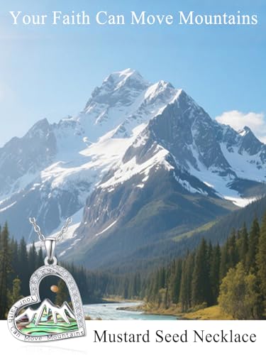 Mustard Seed Heart Necklace for Women 925 Sterling Silver Your Faith Can Move Mountains Pendant Necklaces Christian Faith Jewelry Inspirational Gifts4