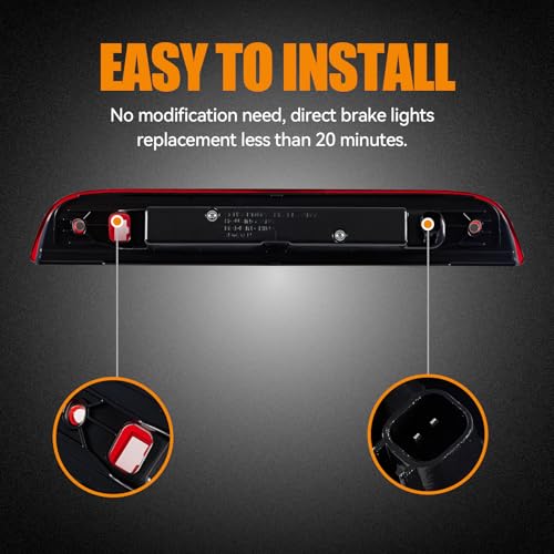 Image of Third 3rd Brake Light LED for 2007-2017 Jeep Patriot, High Mount Rear Brake Lights Assembly for 07-17 Jeep Patriot, Waterproof Center Cab Lamp Stop Light (Red)