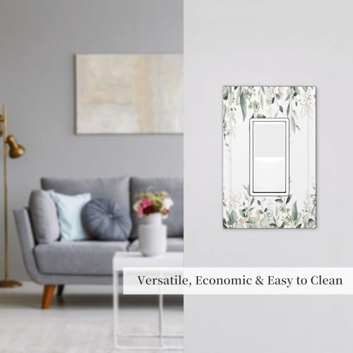 Decorative Outlet Covers Rustic Ink Green Eucalyptus Leaves Sage leaf 1 Gang Rocker Light Switch Cover Plate Single Decora Light Switch Covers Wall Plate Faceplate for Bedroom Decor