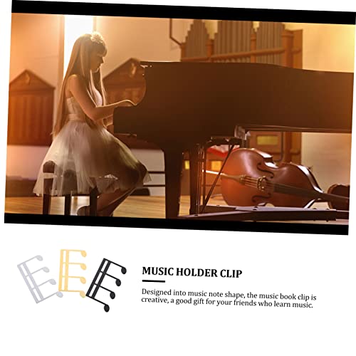 Milisten 6 Pcs Music Note Clip Metal Bookshelf Portable Guitar Stand Metal Holder Music Notes Paper Clips Music Stand Clips Music Bookmark Score Holder Music Book Holder Practical Memo Clip #TOP2