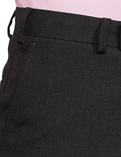 Image of Park Avenue Men Men's PLEATLESS Smart FIT Dark Grey Formal Trouser