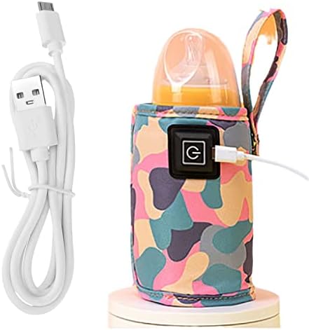 USB Milk Warmer Bag - 2023 New Fast Bottle Warmer for Travel, Portable Car Bottle Warmer for Travel, on The Go Bottle Warmer with USB Cables, Gentle Warmth Maintain Perfect Temperature (Pink)