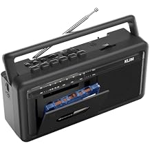 KLIM Portable Cassette Player & Tape Recorder Boombox with AM/FM Radio, USB, Bluetooth, Speaker, and Earphone Jack Battery and AC Operated - Black