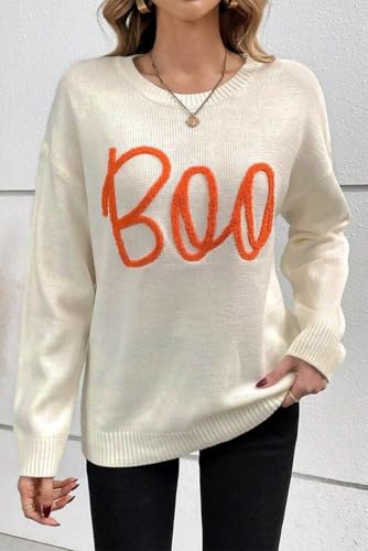 Cozy Casual Sweater with Letter Pattern - Apricot Color4