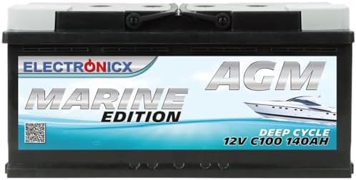 Electronicx batería de servicio AGM 12V 140Ah / 140 Ah – batería de alto rendimiento con tecnología AGM, 393×175×190 mm, sellada, sin mantenimiento, p...