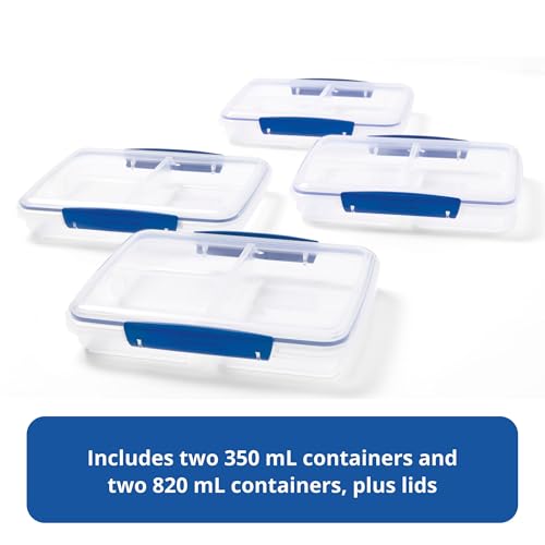 Rubbermaid Pack & Go Set with Two 350 mL Containers and Two 820 mL Containers, Divided Compartments, Meal Prep Containers with Secure Seal Lids - image 6