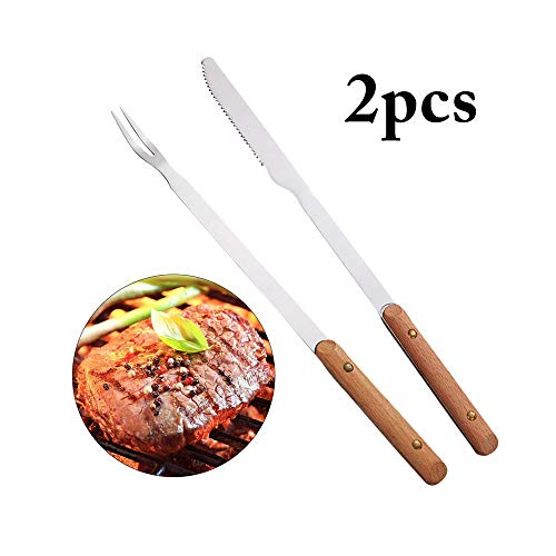 \t Set Barbacoa Utensilios para Barbacoa Parrilla Barbacoa BBQ Tools Accesorios Profesionales para Cubiertos de Barbacoa de Acero Inoxidable Cuchillos y Tenedores