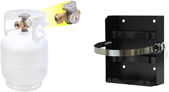 Flame King 5lb Propane Tank with Gauge and Bracket for Grills, BBQs, Camping, Fishing, Outdoor Activities