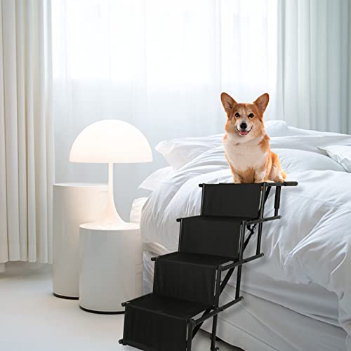 OHMG Faltbare Hunderampe, verstellbare Rampe, zusammenklappbare Hundetreppe, für große und kleine Hunde, Stufen für Haustiere, Auto-Rampe, 75 kg, aufladbar, für alle Fahrzeuge