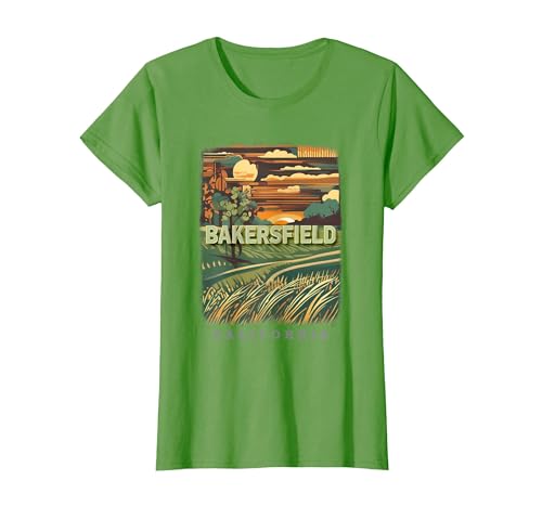 Bakersfield California CA Country Charm SD620 T-Shirt, Women, Grass Green, X-Small