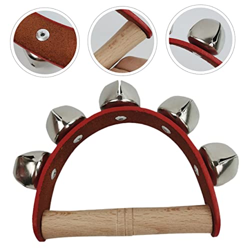 ifundom 6 Peças Sino De Mão De Couro De Cinco Sinos Lidar Com Sinos De Madeira Pandeiros Interessant