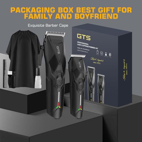 Image of Professional Hair Clippers for Men, Professional Barber Clippers and Trimmer Set, Mens Cordless Hair Clipper for Barbers Haircut Kit Fade Black