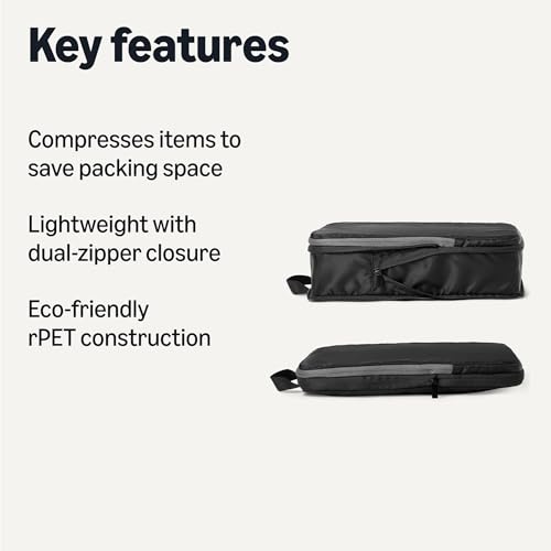Amazon Essentials Ultralight Compression Packing Cubes Packing Organizer black 4 pack Black image 2