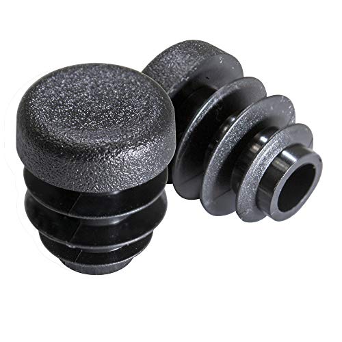 Image of Prescott Plastics 1 /2 inch (12.7mm) Outer Diameter Ribbed Plastic Hole Plugs, Round Black Metal Tubing End Caps, Strong Furniture Leg Inserts, Impact & Weather Resistant, Made in the USA - 50 Pack