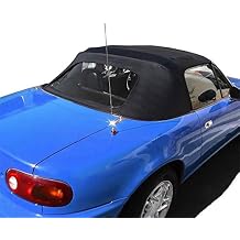 Compatible with Mazda Miata Convertible Top 2 Piece Zipper Factory Style with Plastic Window 1990-2005 Black