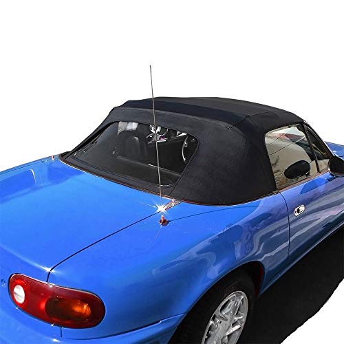 Compatible With Mazda Miata Convertible Top 2 Piece Zipper Factory Style With Plastic window 1990-2005 Black