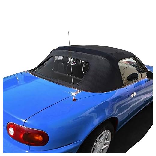 Compatible with Mazda Miata Convertible Top 2 Piece Zipper Factory Style with Plastic Window 1990-2005 Black