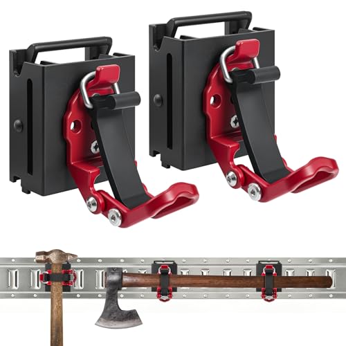 2 Pack E Track Shovel Holder with Quick Release Clamp Heavy Duty Tool Mount for Axe Shovel Broom Rake(0.6-1.43) E Track Accessories for Trailer Truck Cargo Trailer & Garage Organization