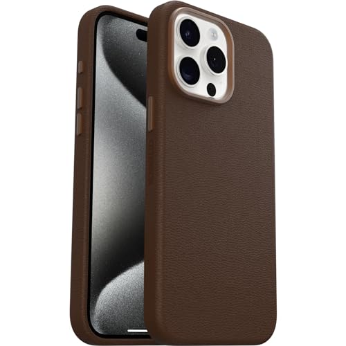 OtterBox Symmetry Series Cactus Leather MagSafe Hülle für iPhone 15 Pro Max, stoßfest, sturzsicher, dünne Schutzhülle, 3X mehr Stürze als nach Militärstandard, Braun