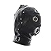 Black Leather Blindfold Head Hood, Adjustable Cosplay Face Mask for Role Play and Halloween