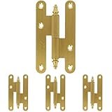 Amig - Pernio a la Derecha - 100 x 58 x 2.3 mm - Arandela a Presión - Con Remate - Cantos Redondos - Sujeta Puertas con Firmeza - Latón Mate (Paquete de 4)