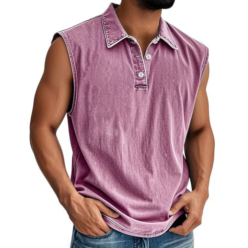 Débardeur rose pour homme boutonné taille 5XL style vintage