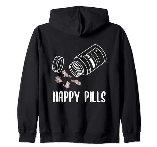 Mapache Animal Lover Gifts Funny Happy Pills Raccoon Sudadera con Capucha