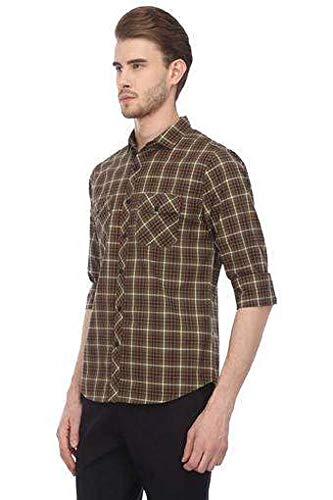 Image of Life by Shoppers Stop Mens 2 Pocket Checked Shirt