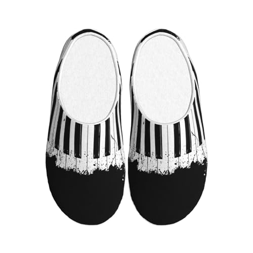 Chaussons d'hiver en peluche EdWal pantoufles chaudes antidérapantes piano