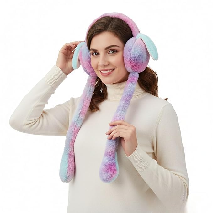 Adorable Rabbit Ear Winter Earmuffs | Super Soft Plush Ear Warmers for Women & Kids | Cozy Outdoor Headband(MULTICOLOR)-image-39