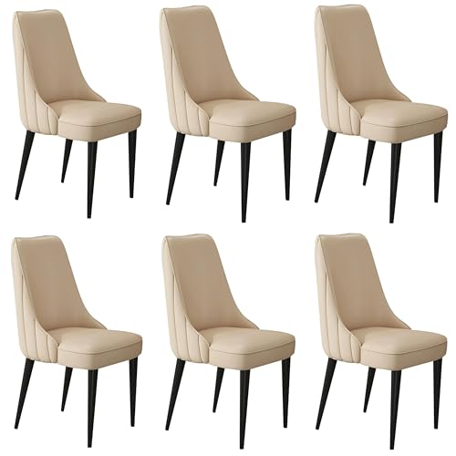 Image of Dream Furnishing - Set of 6 Dinning Chairs Elegant & Luxury Looks Strong Metal Frame Legs for Home Cafe Office Hotel (Khakhi Set of 6)